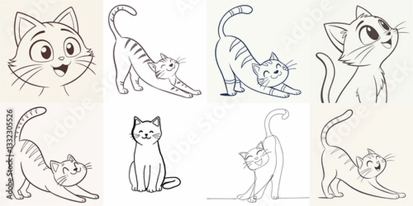 Fototapeta happy cat kitten stretching draw line