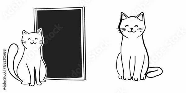 Fototapeta happy cat kitten stretching draw line
