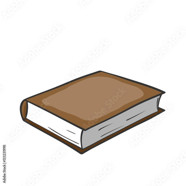 Obraz Cartoon brown book on white background. Vector graphics.
