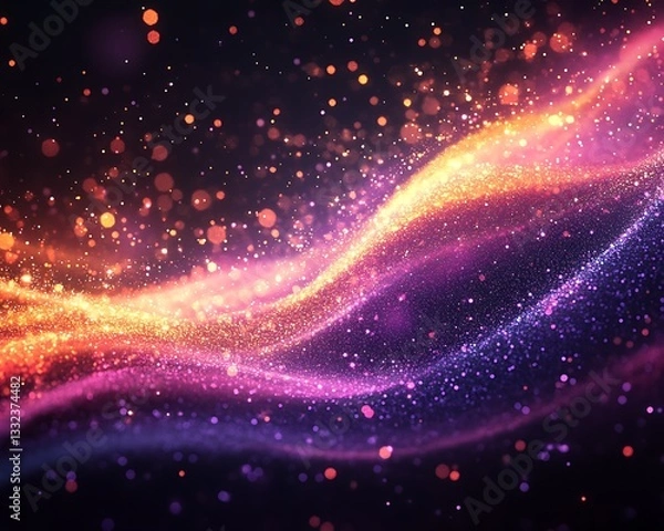 Fototapeta Abstract artistic image featuring flowing glowing particles and bokeh effects