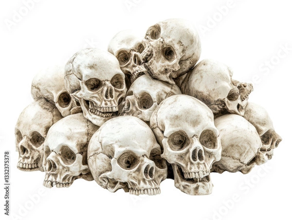Obraz Isolated Many Human Skulls in a Pile, Anatomy