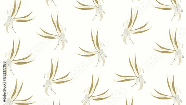 Fototapeta Industrial bamboo leaves seamless tile pattern with bold lines and metallic accents on white background ideal for modern lofts concept as Bold lines and metallic accents with bamboo motifs on white ba