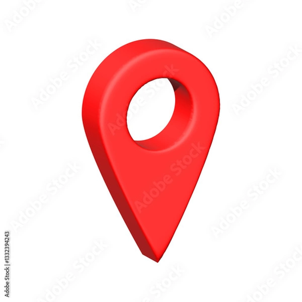 Obraz 3D Red Location Pin Icon, GPS Marker, Navigation Symbol, Isolated on Transparent Background