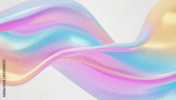 Fototapeta Abstract Fluid Pastel Art: A flowing, abstract artwork with a gradient of soft pastel colors, reminiscent of liquid silk or iridescent surfaces. Capturing a sense of movement, fluidity.