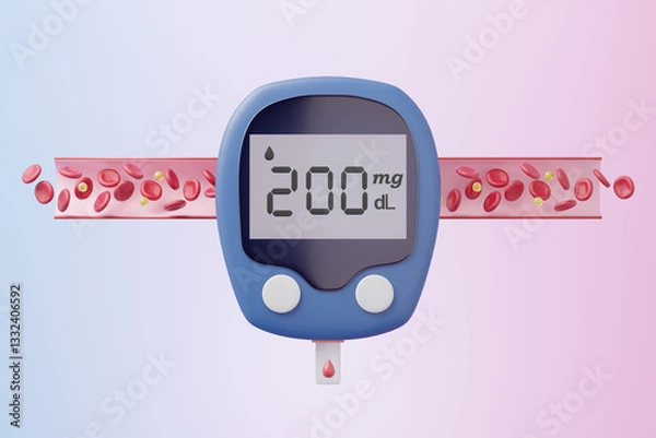 Obraz Blood glucose meter scanning blood vessels and sugar levels.