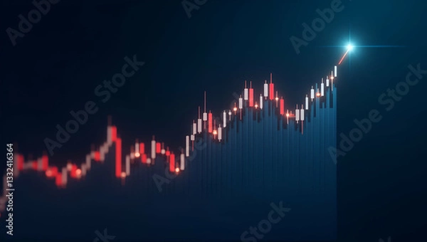 Obraz Candle Stick Graph: Visualizing Bullish Trends in Stock Market Trading