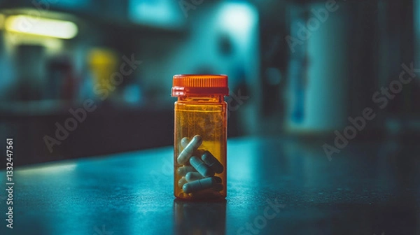 Fototapeta a bottles of prescription pills on the table