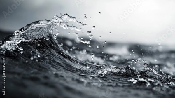 Obraz Dynamic wave with droplets splashing upward