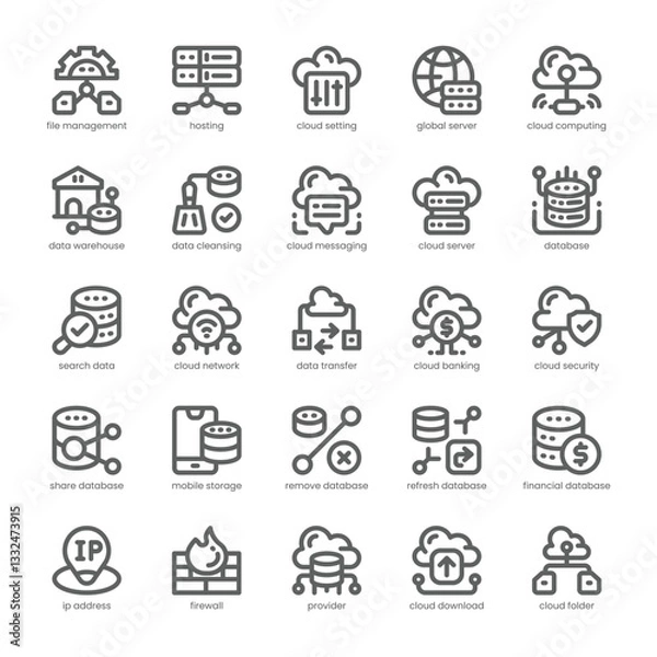 Fototapeta Cloud Computing Icon pack for your website, mobile, presentation, and logo design. Cloud Computing Icon outline design. Vector graphics illustration and editable stroke.