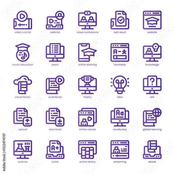 Fototapeta Learning Application Icon pack for your website, mobile, presentation, and logo design. Learning Application Icon line basic color design. Vector graphics illustration and editable stroke.