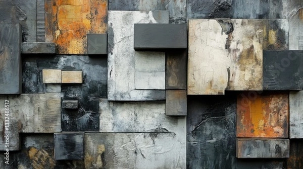 Fototapeta Cubist elements fragment and reassemble into abstract forms.