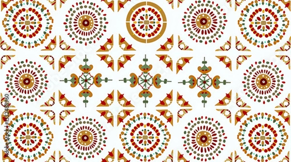 Fototapeta Create Unique Seamless Tile Patterns Using Local Folk Art: Enhance Your Branding with Cultural Authenticity in Digital Content and Product Packaging