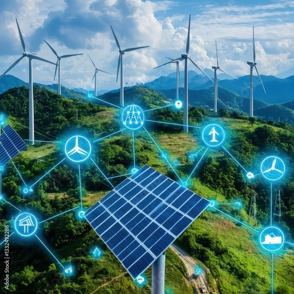 Obraz A visual timeline showing the rise of renewable energy innovations