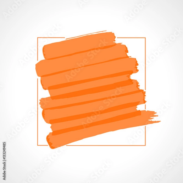 Fototapeta Hand drawn orange highlighter stripes. Marker strokes background template. Optimized for one click color changes. Transparent colors EPS10 vector illustration.