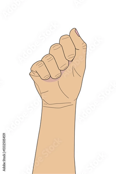 Fototapeta Fist raised up hand gesture symbol of strength and struggle