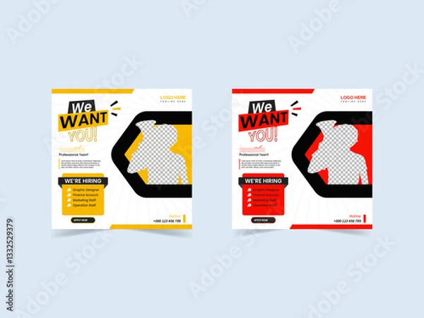 Fototapeta hiring job vacancy social media post or square web banner template vector design template