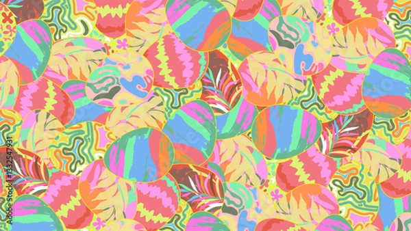 Fototapeta Easter egg pattern with overlapping fabric patterns