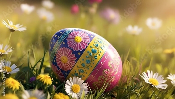 Obraz Easter egg on a meadow.