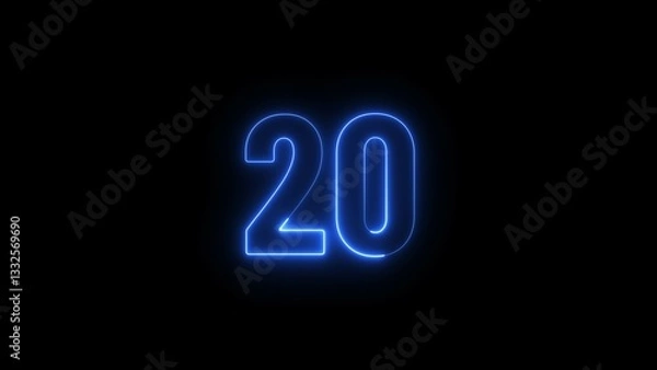 Fototapeta Abstract glowing neon business 20 number concept illustration background.