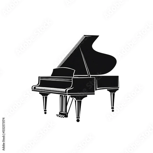 Fototapeta Classic grand piano with an open lid showcasing its elegant design and intricate craftsmanship in a minimalist style suitable for various artistic presentations