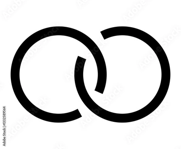 Fototapeta abstract icon of two interlocking incomplete circles symbolizing connection unity or partnership.