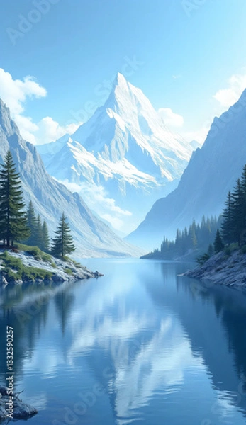 Obraz A serene mountain landscape 