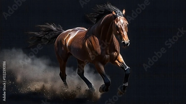 Fototapeta Brown horse galloping isolated on transparent background