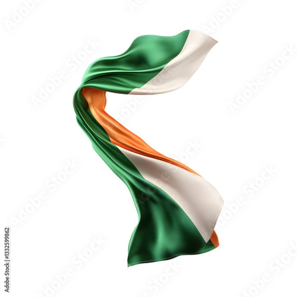 Fototapeta Irish Flag Ribbon on Indian Flag Isolated on Transparent Background
