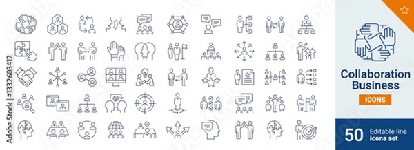 Obraz Collaboration icons Pixel perfect. teamwork, management, communication, ...	
