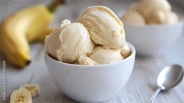 Obraz Nice cream frozen banana ice cream banana cream served as vegan ice cream