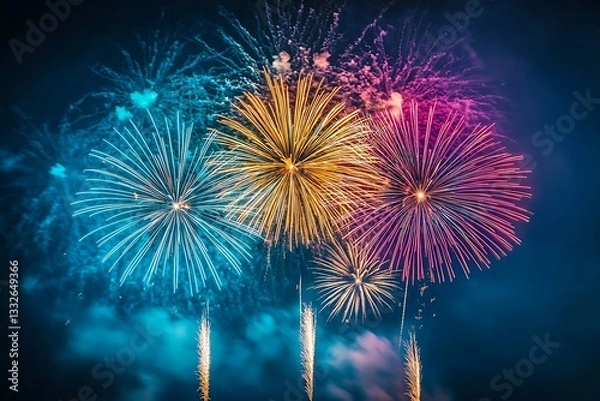 Obraz Pink Gold Teal Fireworks Explosion