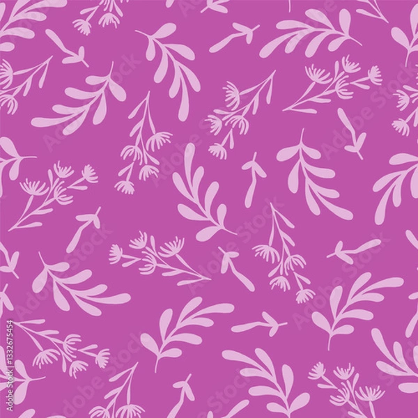 Fototapeta Purple Monochrome Leaf Twigs Vector Seamless Pattern