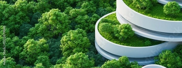 Obraz Eco-Friendly Architecture with Green Spaces and Modern Design Elements