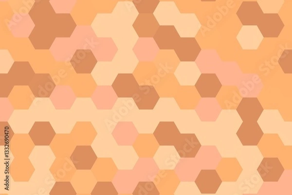 Fototapeta Hexagonal pixelated pattern in orange with a vibrant and energetic geometric grid. Abstract background concept