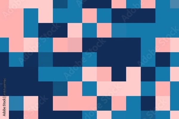 Fototapeta Square pixelated texture in purple and blue with smooth and creative geometric structure. Abstract digital background concept