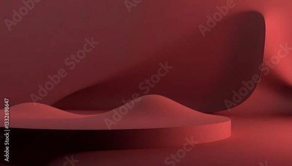 Fototapeta Abstract Red 3D Background with Platforms