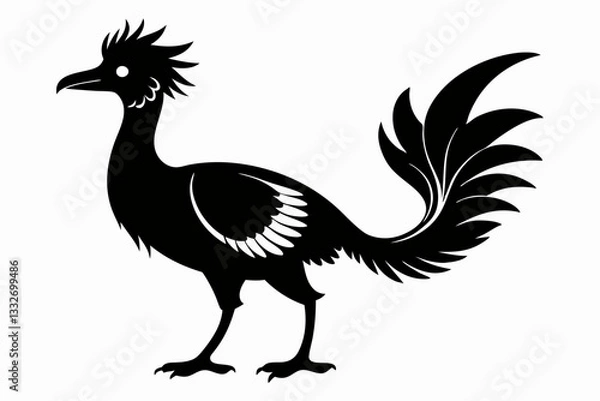 Fototapeta lyrebird line art silhouette vector illustration