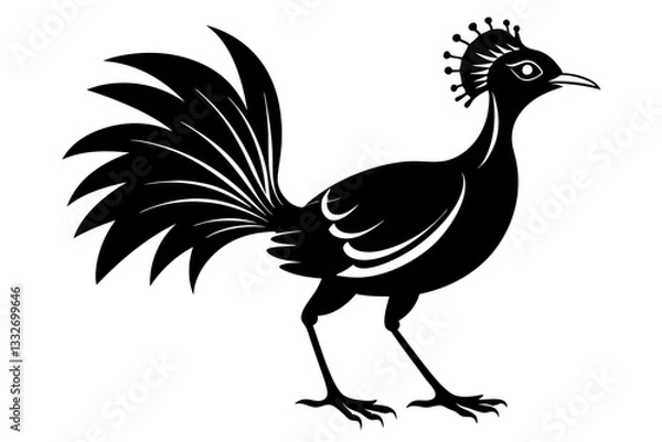 Fototapeta lyrebird line art silhouette vector illustration