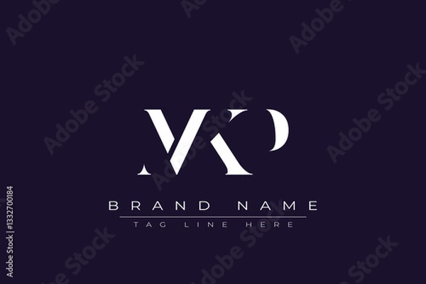 Fototapeta MKP abstract letter logo design. This logo is designed by three abstract letters.