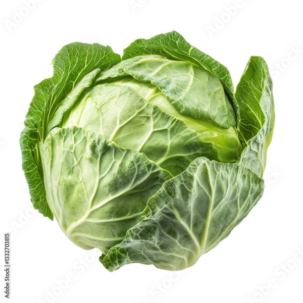 Fototapeta Fresh cabbage on a transparent background, showcasing its vibrant green leaves and crisp texture for culinary uses, Red cabbage on transparent background