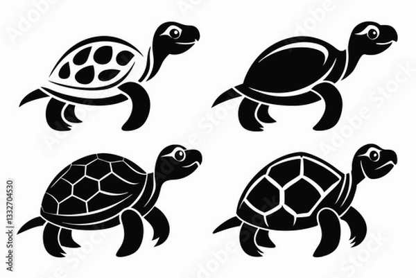 Fototapeta set of turtle line art silhouette vector illustration