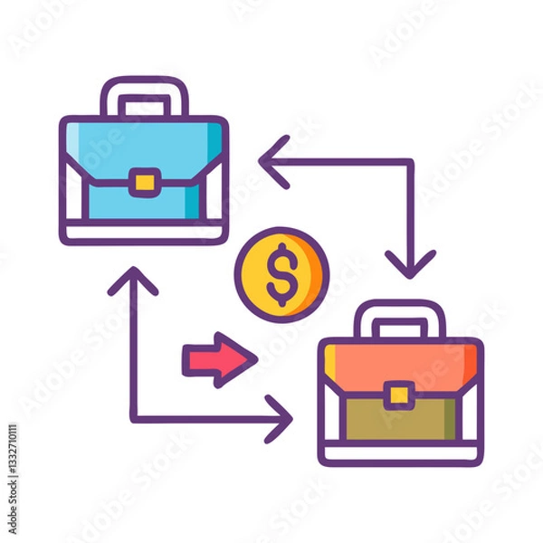 Fototapeta business transactions icon, business transactions flat illustration - simple vector illustration of business transactions , perfect for icons and logos