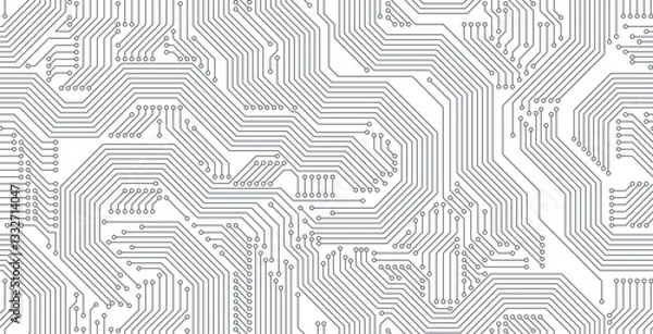 Obraz Seamless technology motherboard pattern on white background.