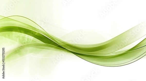 Obraz Abstract green flowing lines on a white background create an image