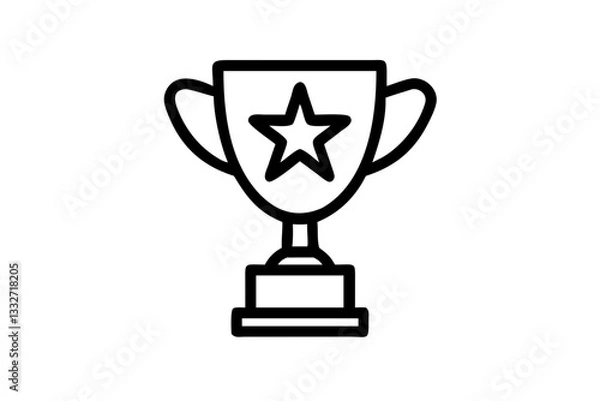 Obraz Gold Achievement Trophy with Star for Winning Championship Flat Vector Icon

