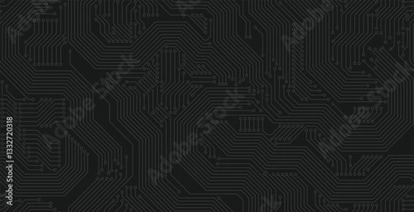 Fototapeta Seamless technology motherboard pattern on black background.