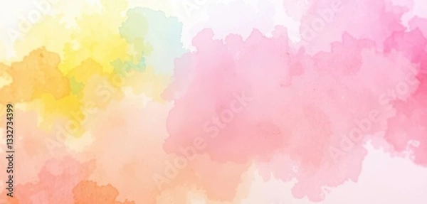 Fototapeta Pastel rainbow watercolor wash, soft blurred texture, smooth, gradient