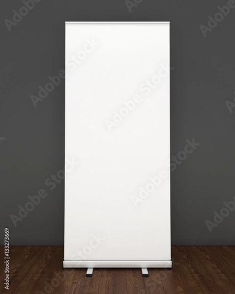 Fototapeta Blank roll-up banner template. 3D rendering