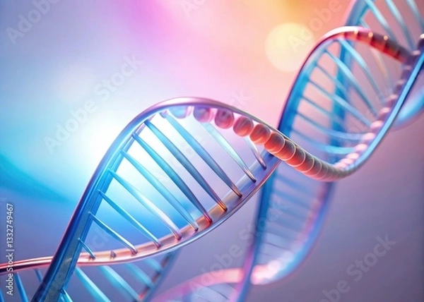 Fototapeta Minimalist DNA Strand Background: Abstract Science Photography, Genetic Code Image, Helix Structure
