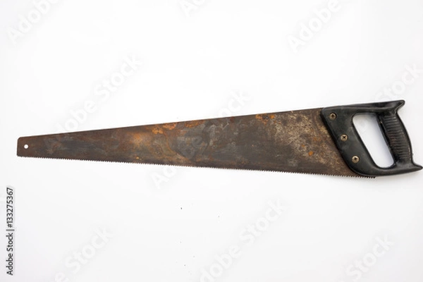 Obraz Old chain saw with white background. isolated object